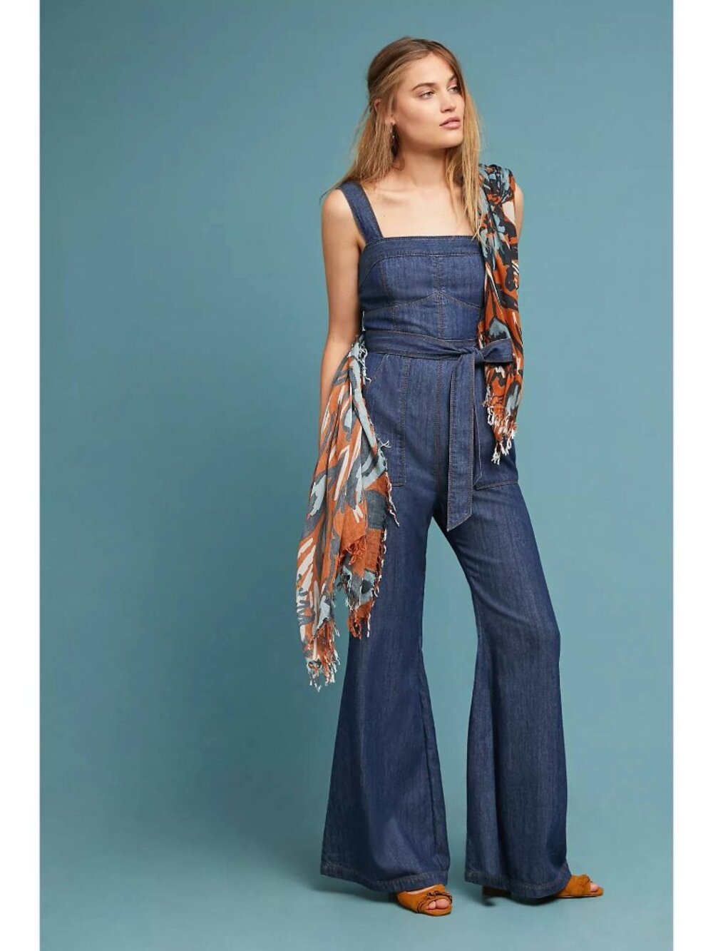 Pilcro Waist-Tied Denim Jumpsuit Size 8